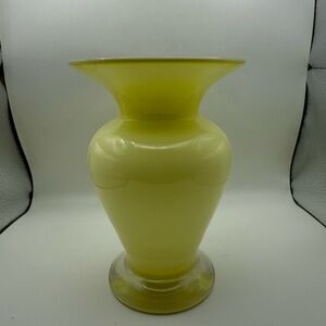 Miller Rogaska Crystal Poland Yellow Opaque Vase Reed & Barton Clear Base